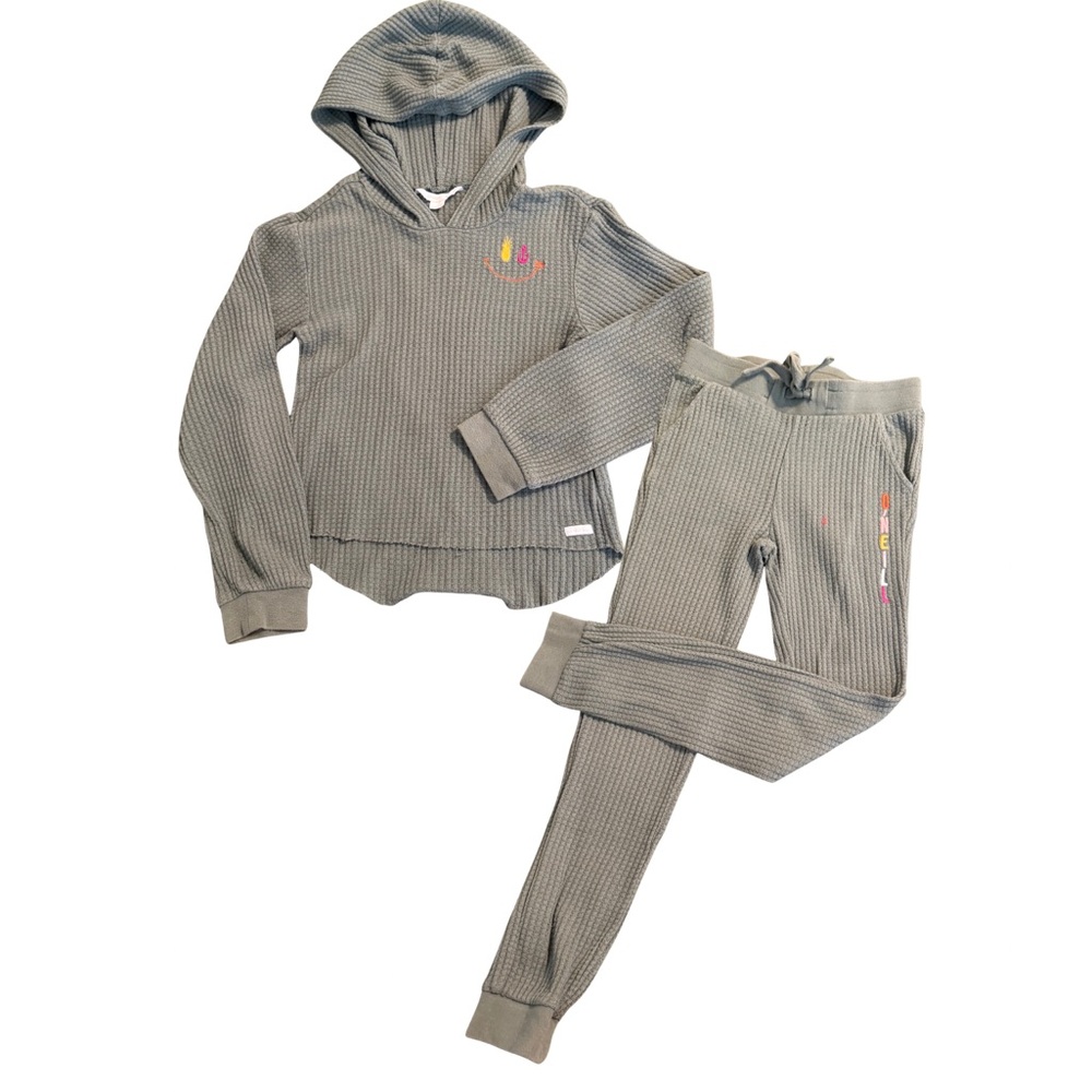 O'Neill Kids Khaki Green Waffle Knit Hoodie and Jogger Set